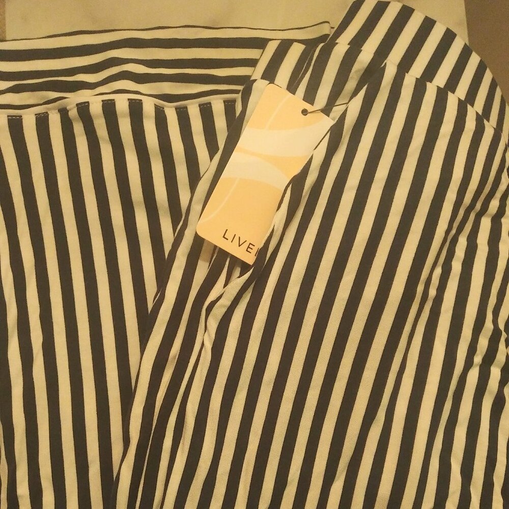 Classic Stripe Lounge/ Pajama Pants + POCKETS - NWT - S-Navy - Lively -Wide leg